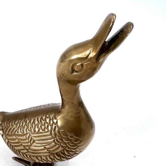 Vintage Brass Standing Duck Goose Figurine 4.5" X 7.75" Tall - Picture 3 of 9